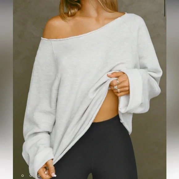 Joah Brown Pearl Gray Cozy Slouchy Pullover Sweater - Picture 2 of 6